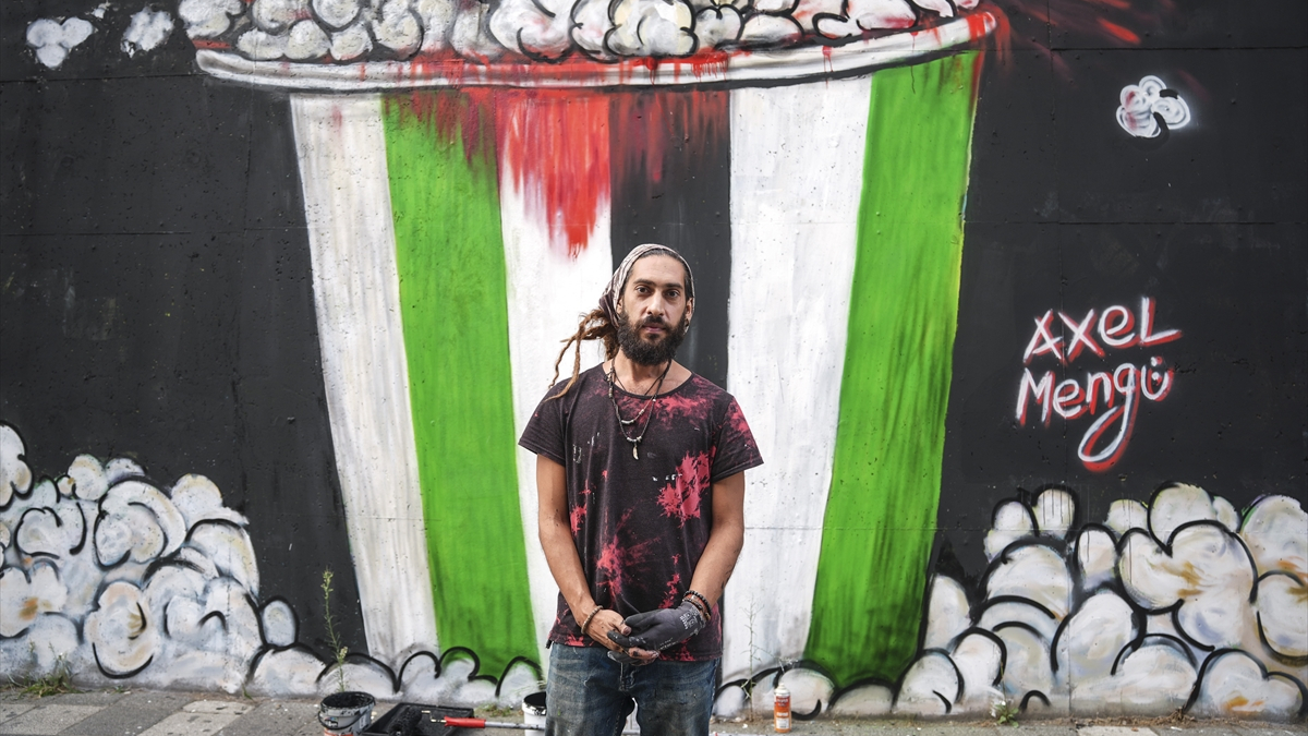 Mural sanatçısından Gazze’ye destek: Dünya İzlerken Mural sanatçısından Gazze’ye destek: Dünya İzlerken